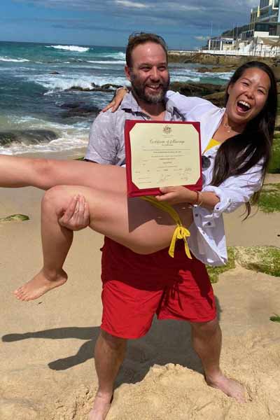 Beach wedding venues Bondi Beach in the sand. With Marriage Celebrant